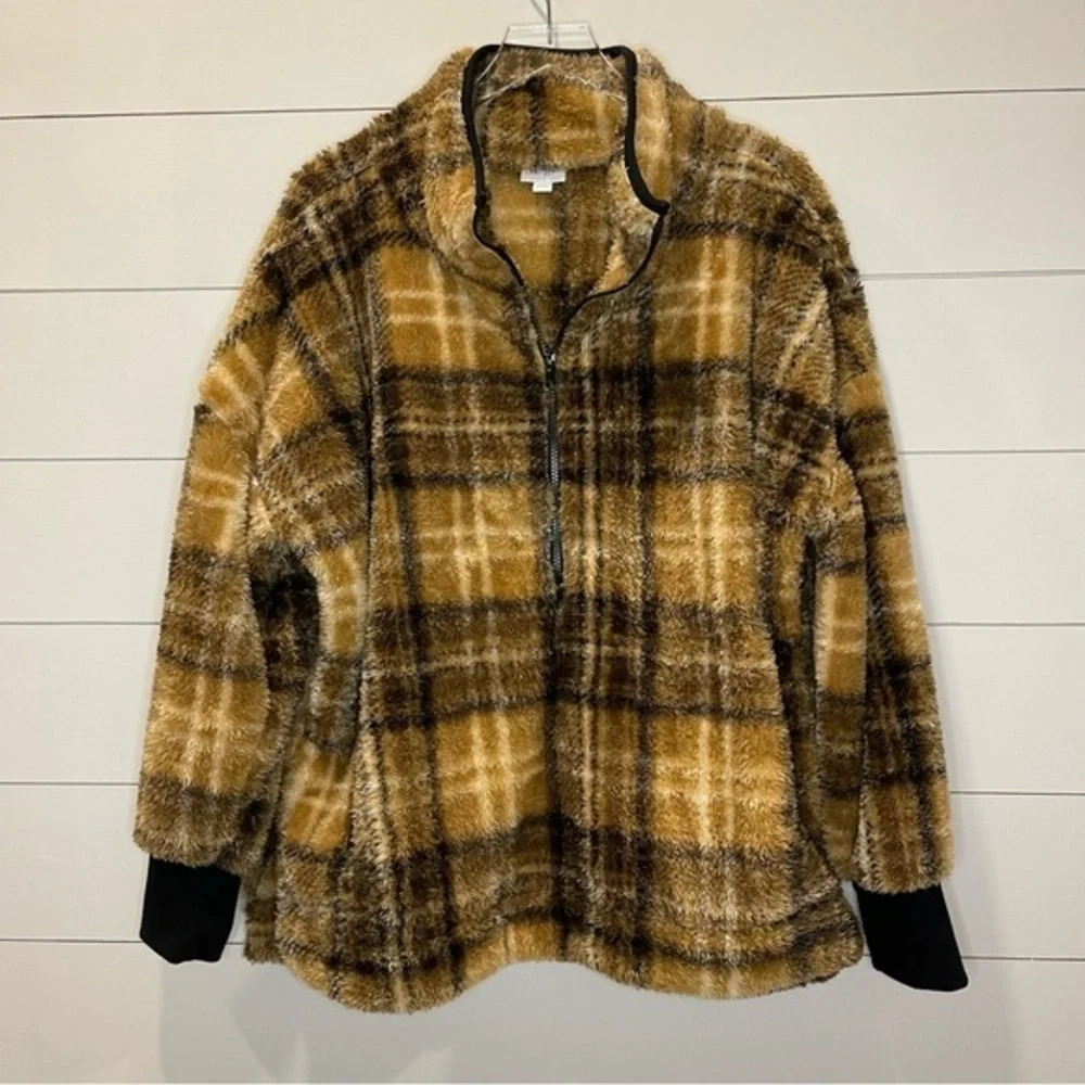 LuLaRoe Nancy Half Zip Teddy Bear Fleece Pullover Jacket Top Womens Size Large